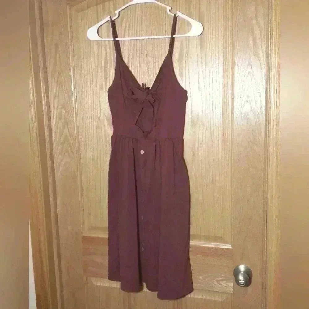 LAISHEN size small vneck tie front pockets spaghetti strap stretchy lightweight